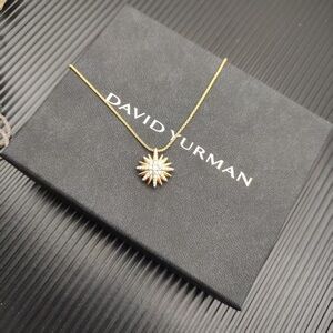 David Yurman Gold Sunburst Diamond Pendant Necklace